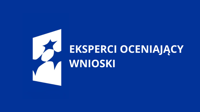 Tekst Eksperci Oceniający Wnioski na niebieskim tle.