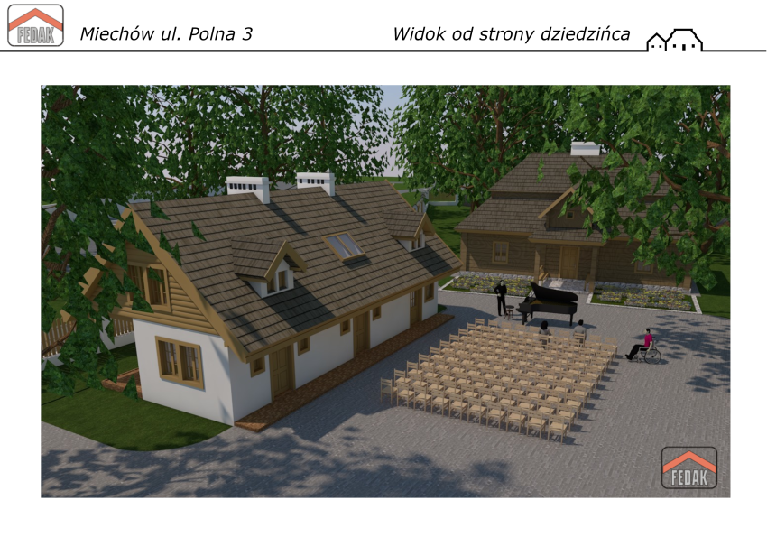 Wizualizacja Dworku "Zacisze" w Miechowie.
