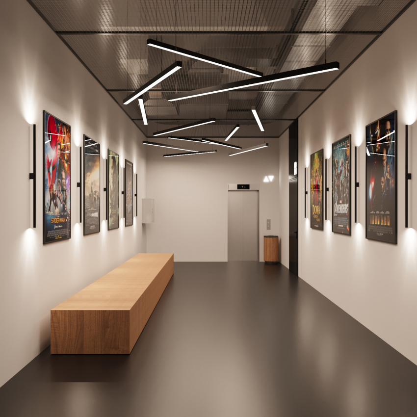 Wizualizacja kina w Miechowie-wnętrze, korytarz.