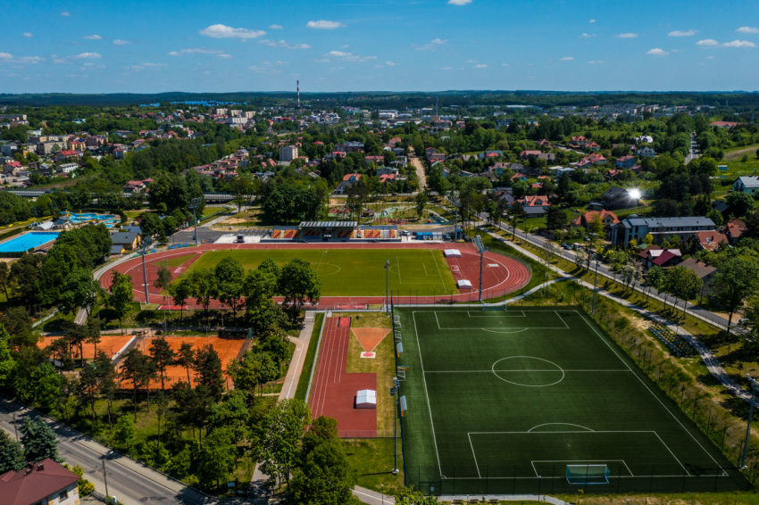 Park Czarna Góra w Olkuszu z lotu ptaka.