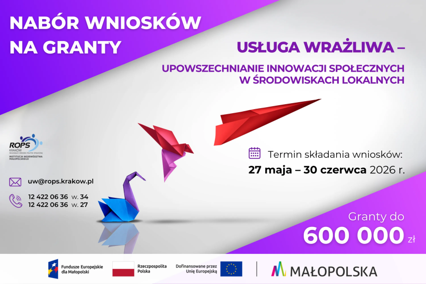 Nabór wniosków na granty. Usługa wrażliwa-Upowszechnianie innowacji społecdznych w środowiskach lokalnych.